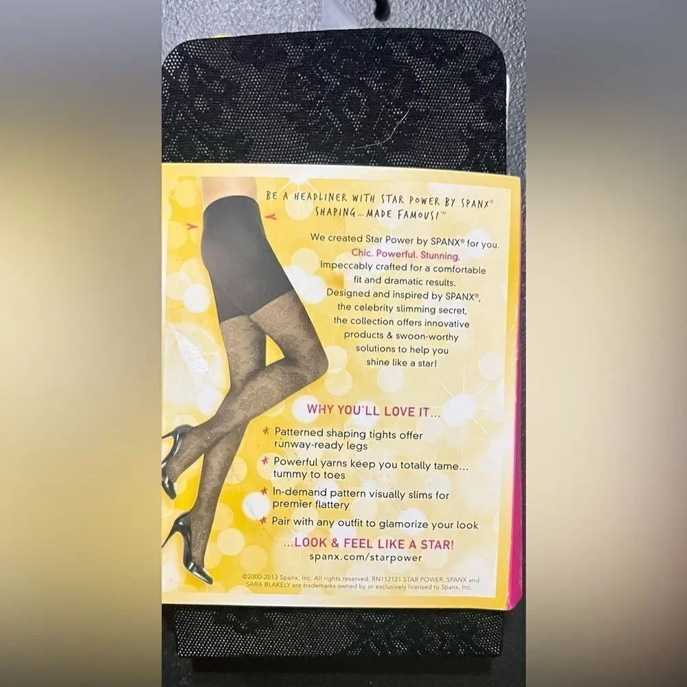 New in Package- Spanx Star Power Black Center Stage Shaping Tights Size C - Picture 2 of 3
